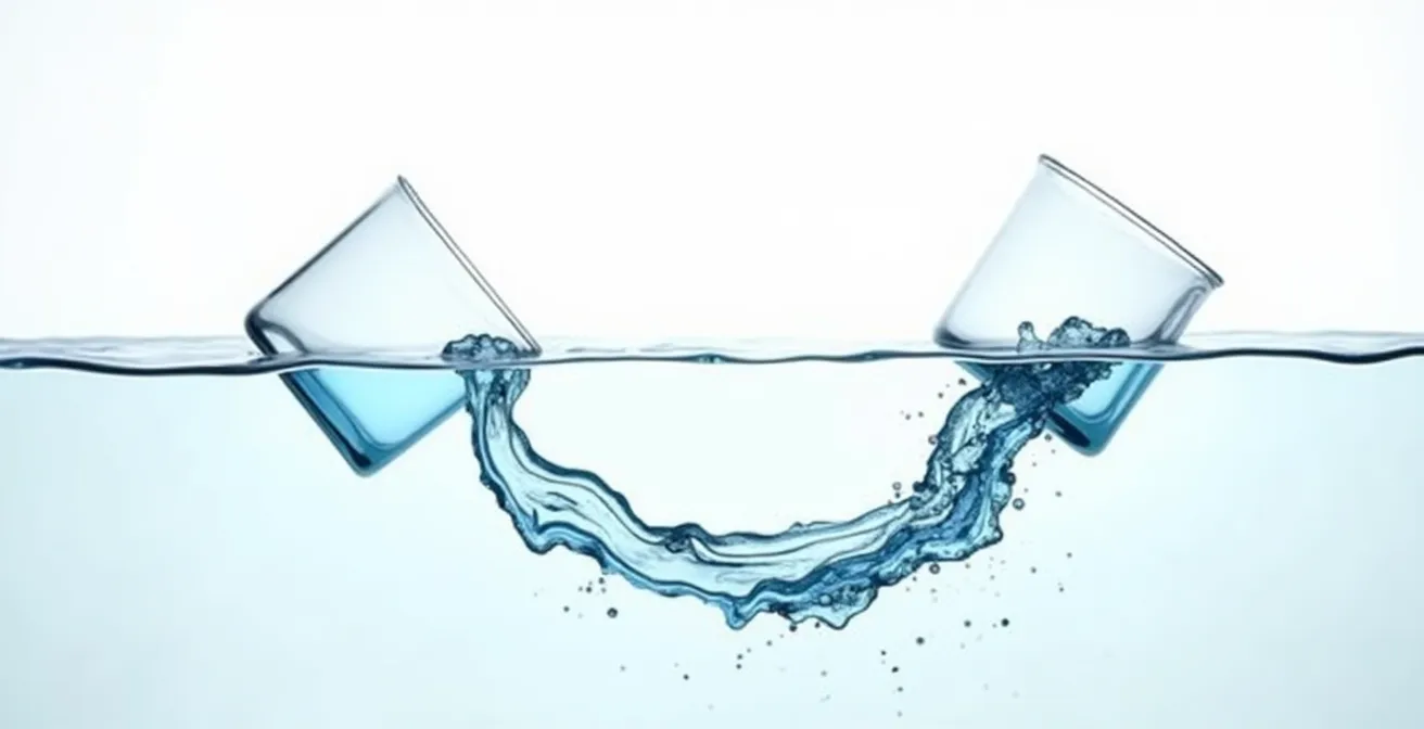 Abstrakte Visualisierung der Verbindung zwischen klassischem Wasserfall und agilem Scrum im Projektmanagement