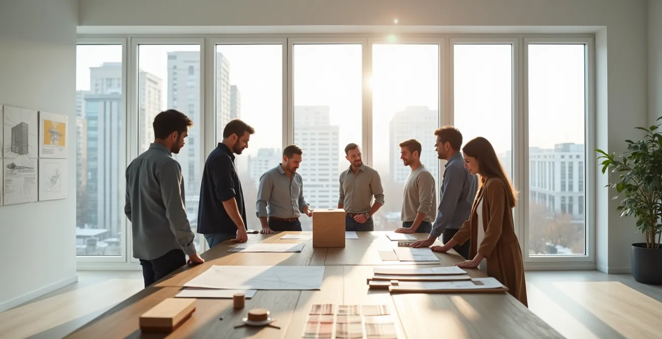 Planungsteam diskutiert nachhaltige Baukonzepte in früher Projektphase