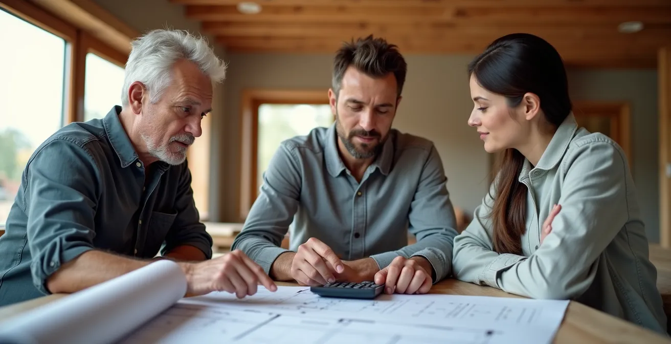 Energieberater erklärt Bauherren die KfW-Förderung mit Dokumenten